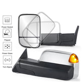 Chrome Power Heated Tow Mirrors For w/ White Running Light 1998-2001 Dodge Ram 1500 2500 3500 2pcs